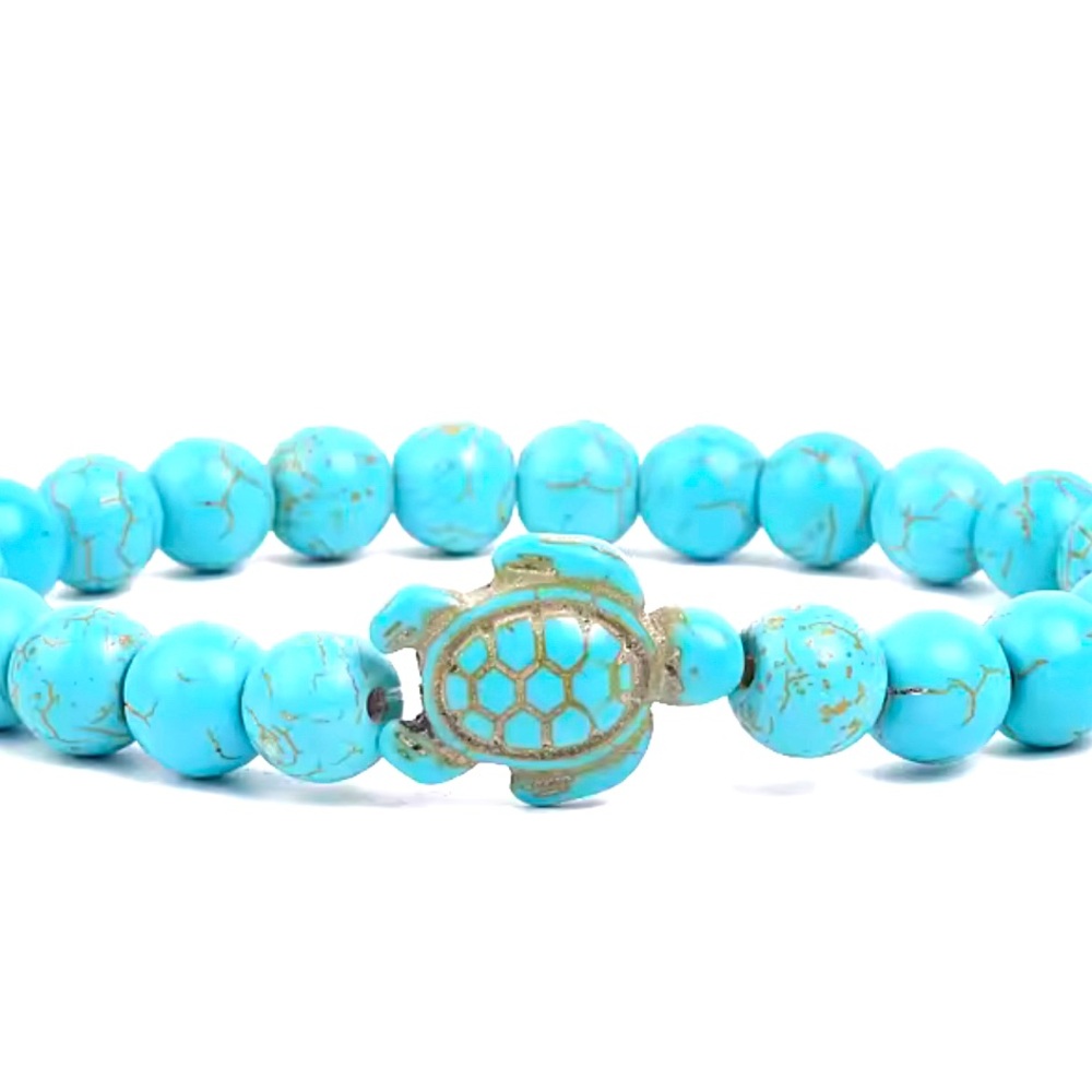 Turquoise Crystal Natural Turtle 🐢 6-8” Bracelet